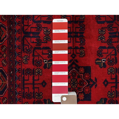 Tribal & Geometric Wool Hand Knotted Rug Red 2.7x3.9 -O0714