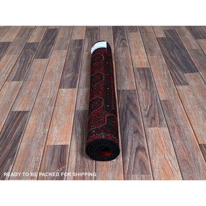 Tribal & Geometric Wool Hand Knotted Rug Red 2.7x3.9 -O0714