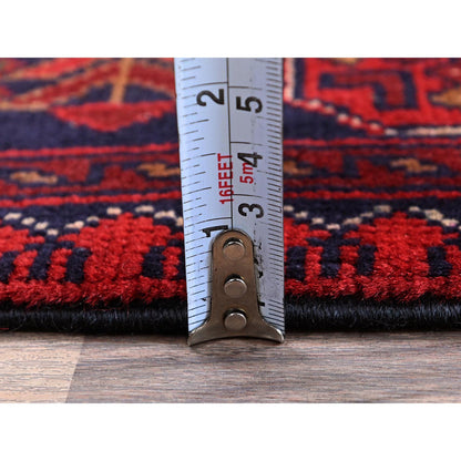 Tribal & Geometric Wool Hand Knotted Rug Red 2.7x3.9 -O0714