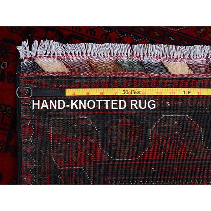 Tribal & Geometric Wool Hand Knotted Rug Red 2.7x3.9 -O0714