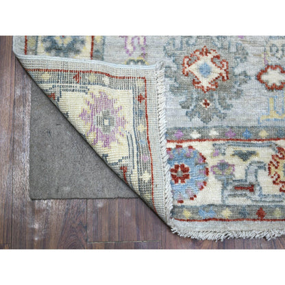 Oushak And Peshawar Wool Hand Knotted Rug Grey Gray 2.8X9.10 -O071504