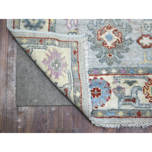 Oushak And Peshawar Wool Hand Knotted Rug Grey Gray 2.8X9.10 -O071504