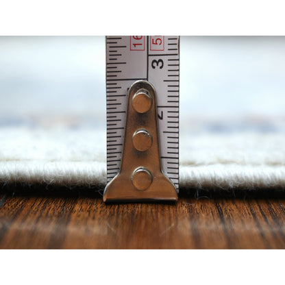 Oushak And Peshawar Wool Hand Knotted Rug Ivory Light Blue 2.7X9.8 -O071507