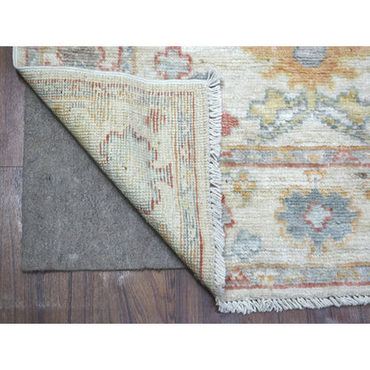 Oushak And Peshawar Wool Hand Knotted Rug Ivory Ivory 3.0X11.8 -O071508