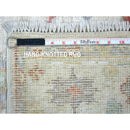 Oushak And Peshawar Wool Hand Knotted Rug Ivory Ivory 3.0X11.8 -O071508