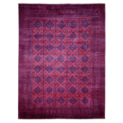 Tribal & Geometric Wool Hand Knotted Rug Red Red 9.7X12.9 -O071539