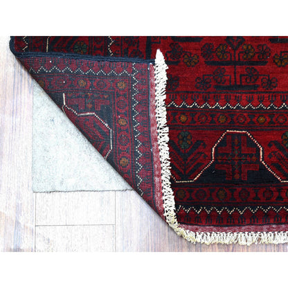 Tribal & Geometric Wool Hand Knotted Rug Red Red 3.0X9.6 -O071541