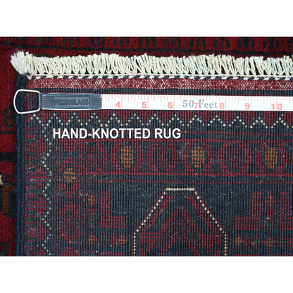 Tribal & Geometric Wool Hand Knotted Rug Red Red 3.0X9.6 -O071541