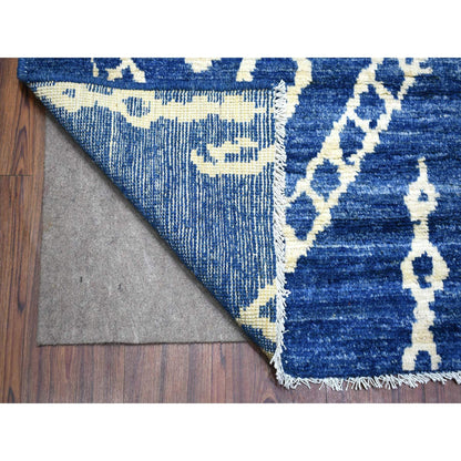 Tribal & Geometric Wool Hand Knotted Rug Blue No Border 8.10X11.5 -O071546