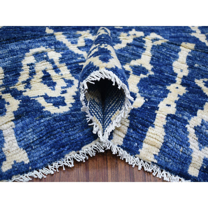 Tribal & Geometric Wool Hand Knotted Rug Blue No Border 8.10X11.5 -O071546