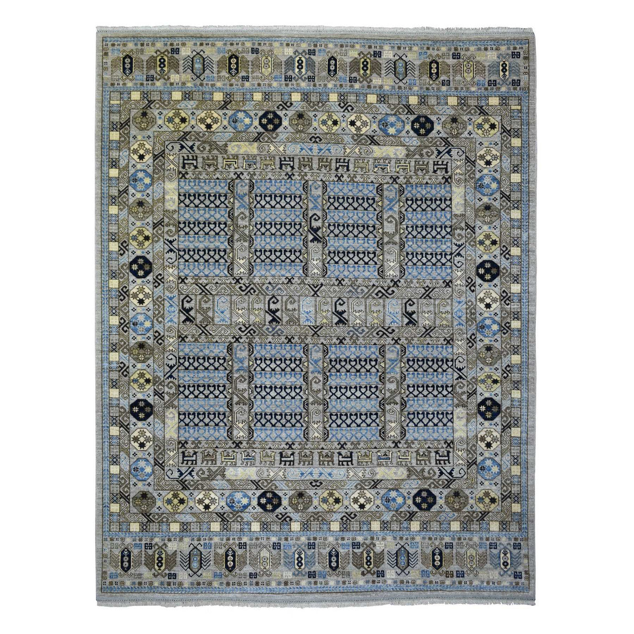 Gray 8'3" x 10'0" Tribal & Geometric Hand knotted Wool Rug - Sku: O071549