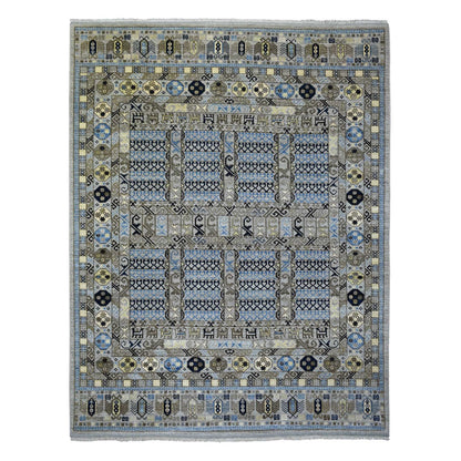 Tribal & Geometric Wool Hand Knotted Rug Grey Gray 8.3X10.0 -O071549