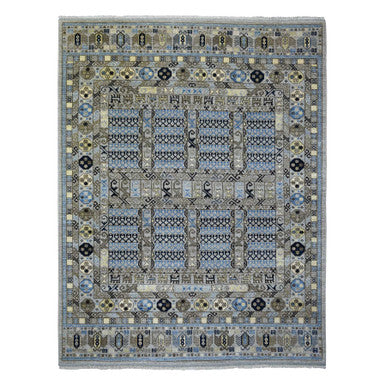 Tribal & Geometric Wool Hand Knotted Rug Grey Gray 8.3X10.0 -O071549