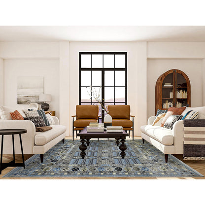 Tribal & Geometric Wool Hand Knotted Rug Grey Gray 8.3X10.0 -O071549