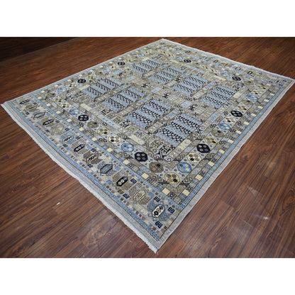 Tribal & Geometric Wool Hand Knotted Rug Grey Gray 8.3X10.0 -O071549