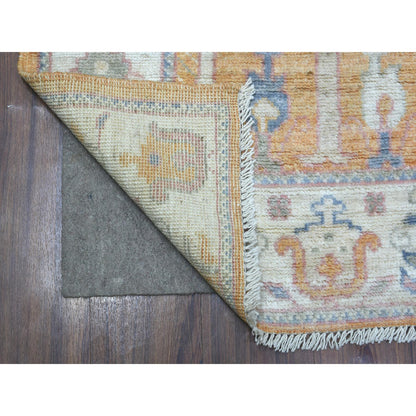 Oushak And Peshawar Wool Hand Knotted Rug Orange Ivory 2.9X9.10 -O071559