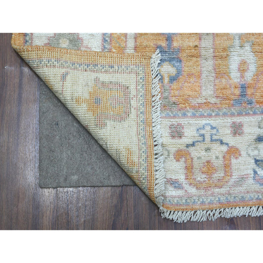 Oushak And Peshawar Wool Hand Knotted Rug Orange Ivory 2.9X9.10 -O071559