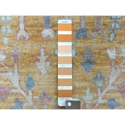 Oushak And Peshawar Wool Hand Knotted Rug Orange Ivory 2.9X9.10 -O071559