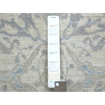 Oushak And Peshawar Wool Hand Knotted Rug Ivory Light Gray 3.9X6.0 -O071566