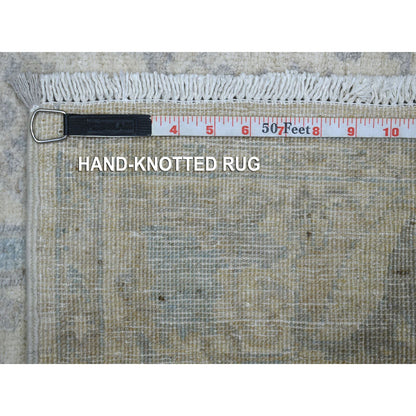 Oushak And Peshawar Wool Hand Knotted Rug Ivory Light Gray 3.9X6.0 -O071566