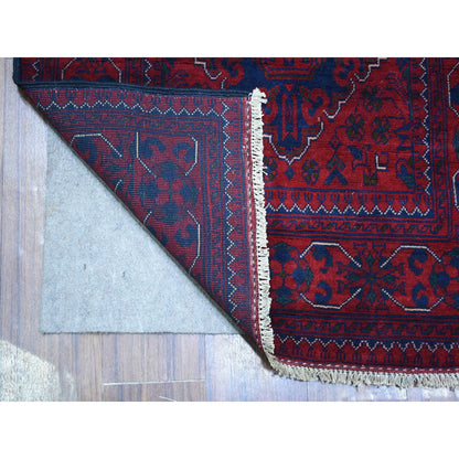 Tribal & Geometric Wool Hand Knotted Rug Red Red 2.9X12.5 -O071568