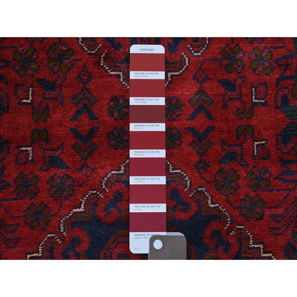 Tribal & Geometric Wool Hand Knotted Rug Red Red 2.9X12.5 -O071568