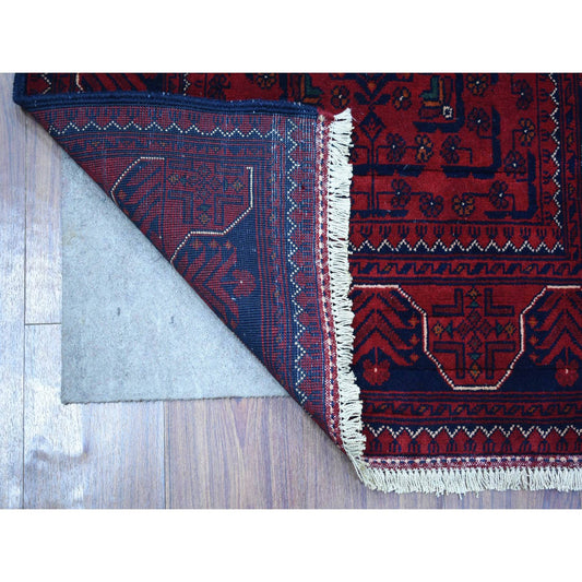 Tribal & Geometric Wool Hand Knotted Rug Red Red 2.7X9.7 -O071570