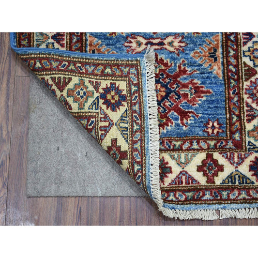 Kazak Wool Hand Knotted Rug Blue Ivory 2.0X2.9 -O071584