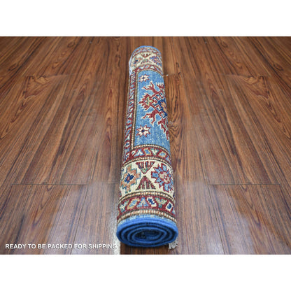 Kazak Wool Hand Knotted Rug Blue Ivory 2.0X2.9 -O071584