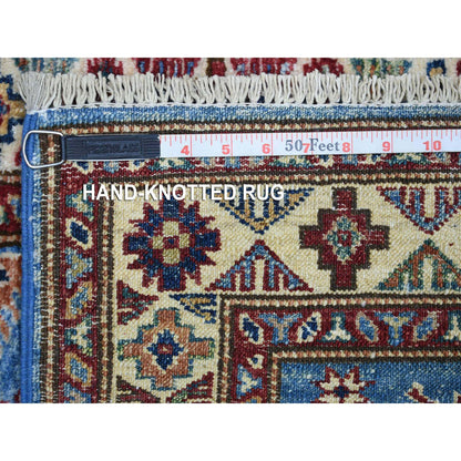 Kazak Wool Hand Knotted Rug Blue Ivory 2.0X2.9 -O071584