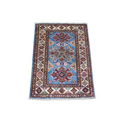 Kazak Wool Hand Knotted Rug Blue Ivory 2.1X2.10 -O071586