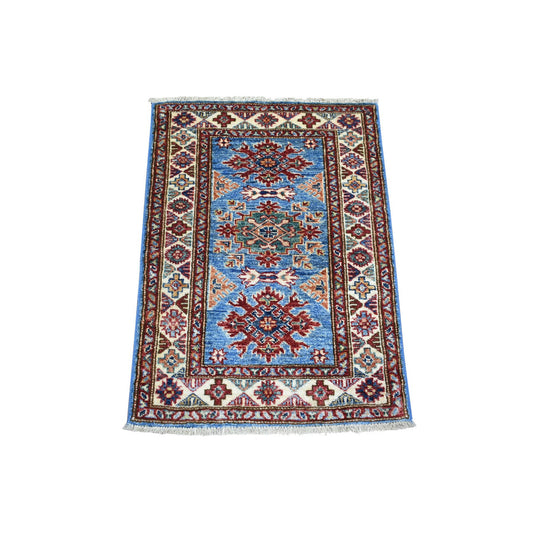 Kazak Wool Hand Knotted Rug Blue Ivory 2.1X2.10 -O071586