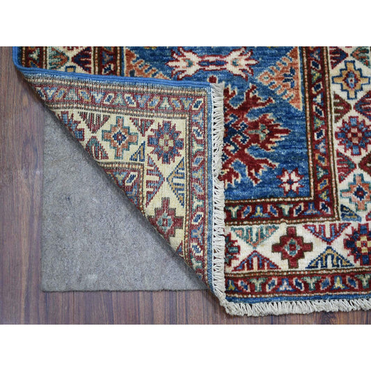 Kazak Wool Hand Knotted Rug Blue Ivory 2.0X3.0 -O071595