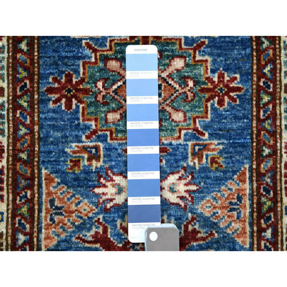 Kazak Wool Hand Knotted Rug Blue Ivory 2.0X3.0 -O071595