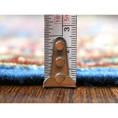 Kazak Wool Hand Knotted Rug Blue Ivory 2.0X3.0 -O071595