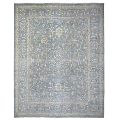 Oushak And Peshawar Wool Hand Knotted Rug Grey Gray 12.0X14.6 -O071597