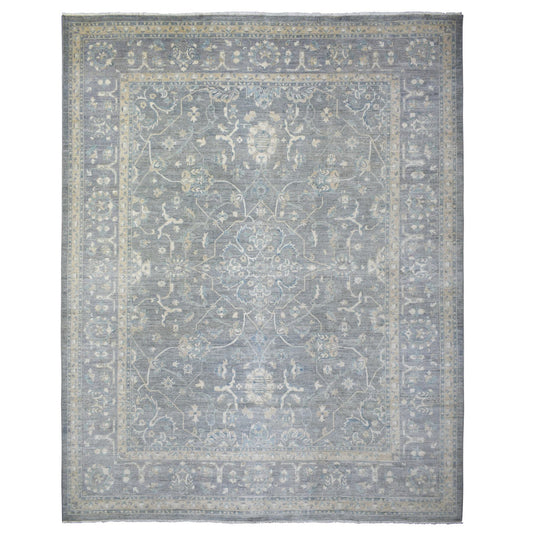 Oushak And Peshawar Wool Hand Knotted Rug Grey Gray 12.0X14.6 -O071597