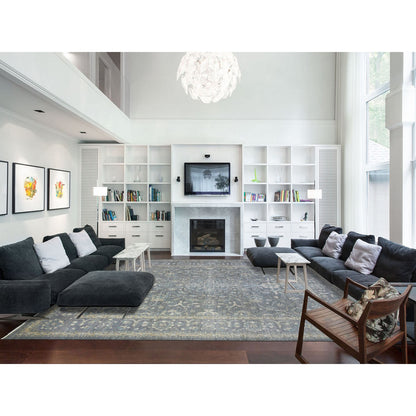 Oushak And Peshawar Wool Hand Knotted Rug Grey Gray 12.0X14.6 -O071597