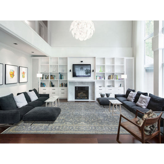 Oushak And Peshawar Wool Hand Knotted Rug Grey Gray 12.0X14.6 -O071597