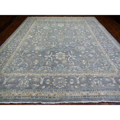 Oushak And Peshawar Wool Hand Knotted Rug Grey Gray 12.0X14.6 -O071597