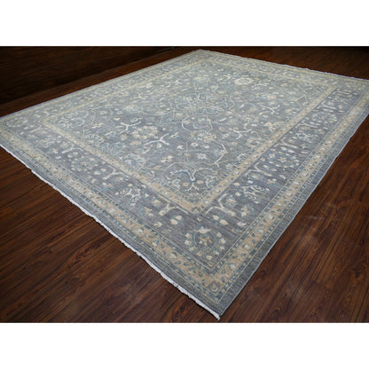 Oushak And Peshawar Wool Hand Knotted Rug Grey Gray 12.0X14.6 -O071597
