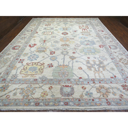 Oushak And Peshawar Wool Hand Knotted Rug Ivory Ivory 11.9X15.9 -O071628