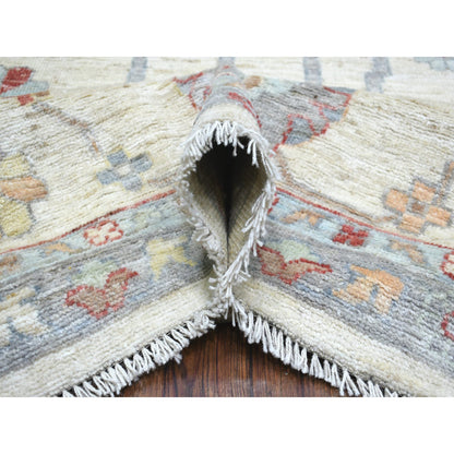 Oushak And Peshawar Wool Hand Knotted Rug Ivory Ivory 11.9X15.9 -O071628