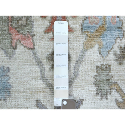 Oushak And Peshawar Wool Hand Knotted Rug Ivory 2.8x11.8 -O071631