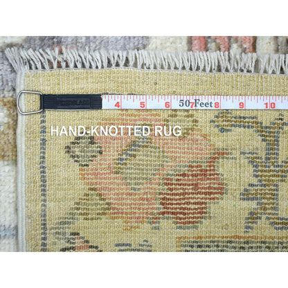 Oushak And Peshawar Wool Hand Knotted Rug Ivory 2.8x11.8 -O071631
