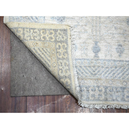 Oushak And Peshawar Wool Hand Knotted Rug Ivory Gray 3.1X4.10 -O071634