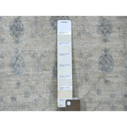 Oushak And Peshawar Wool Hand Knotted Rug Ivory Gray 3.1X4.10 -O071634