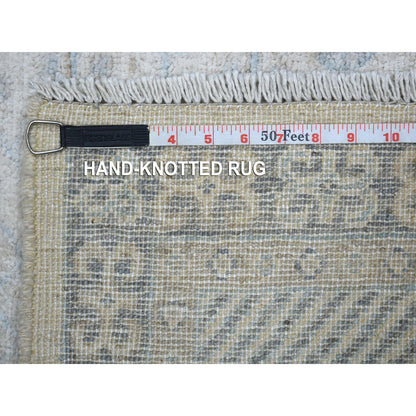 Oushak And Peshawar Wool Hand Knotted Rug Ivory Gray 3.1X4.10 -O071634