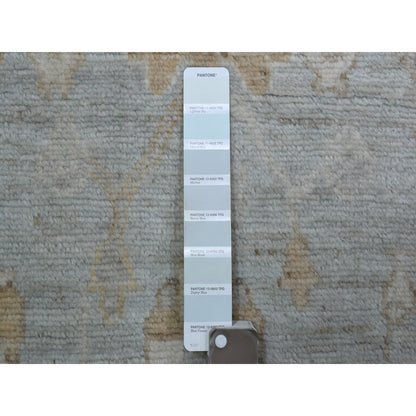 Oushak And Peshawar Wool Hand Knotted Rug Blue Ivory 2.9X13.9 -O071639