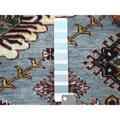 Kazak Wool Hand Knotted Rug Blue Ivory 5.0X6.8 -O071684